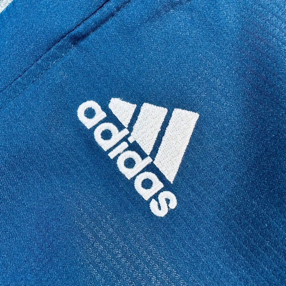 VTG 90s Adidas Mens 2XLT Blue Mesh Lined Track Pants Straight Leg Side Zip 9582Y